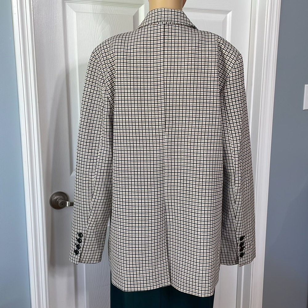 Vince‎ Camuto Plaid One Button Lined Blazer Faux Pockets Lightweight - Picture 12 of 15